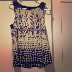 Sanctuary White and Black Blouse with Leather Caps